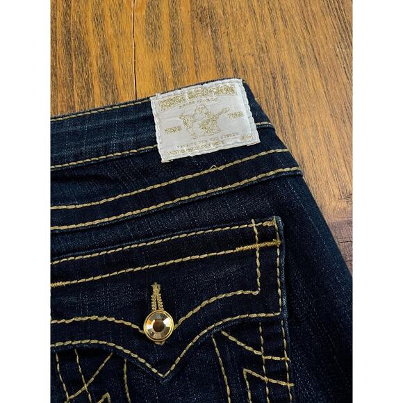 True Religion Y2K Swarovski Crystal Dark Wash Flare Disco Joey Big T Jeans - Picture 6 of 8